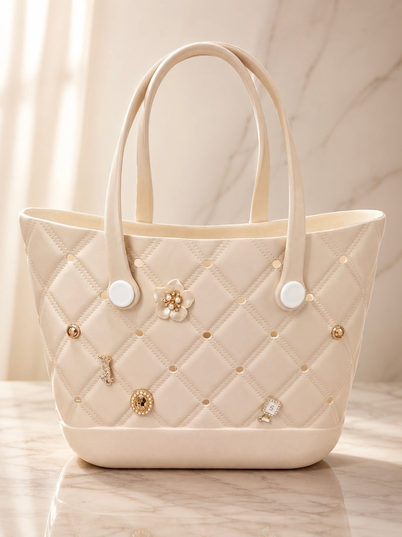 Charmed Quilted Rubber Tote Bag A066