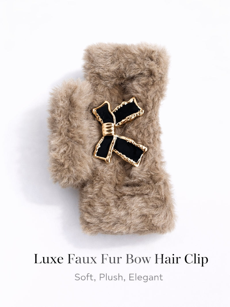 Fuzzy Bow Luxe Claw Clip 3058-6