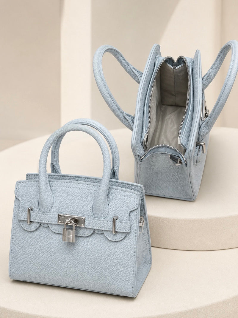 Elegant Lock Detail Structured Mini Handbag A-069