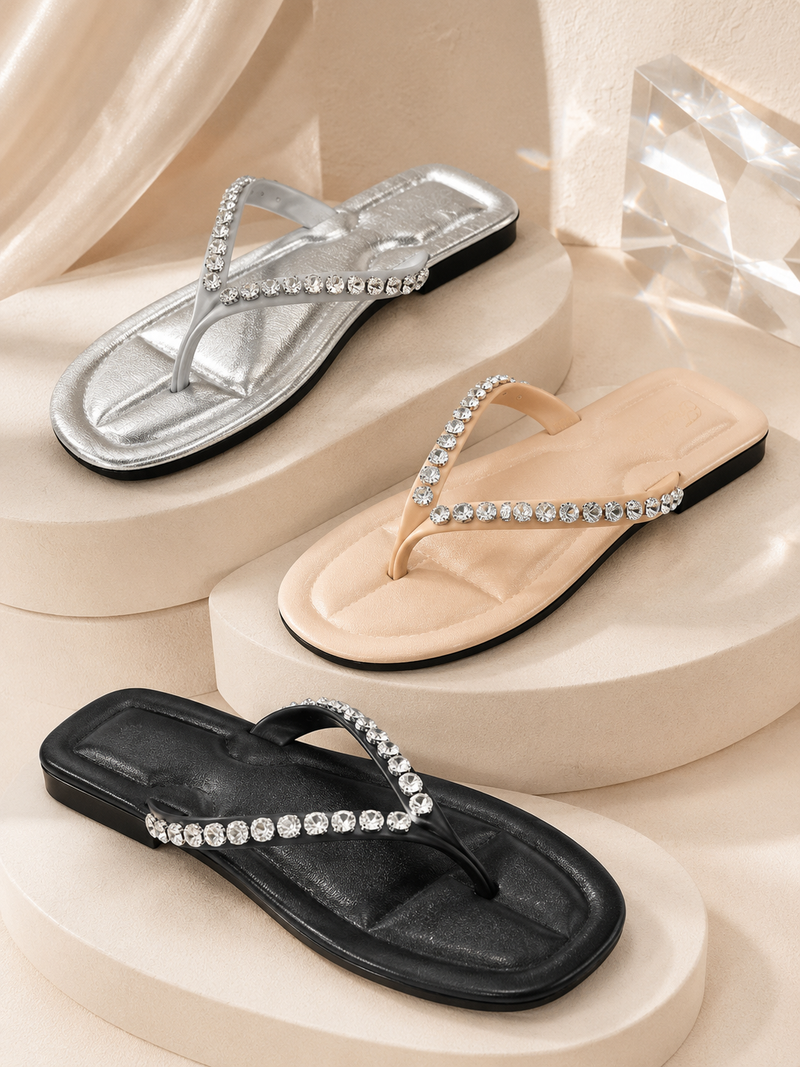 Crystal Glow Rhinestone Thong Sandals A-008