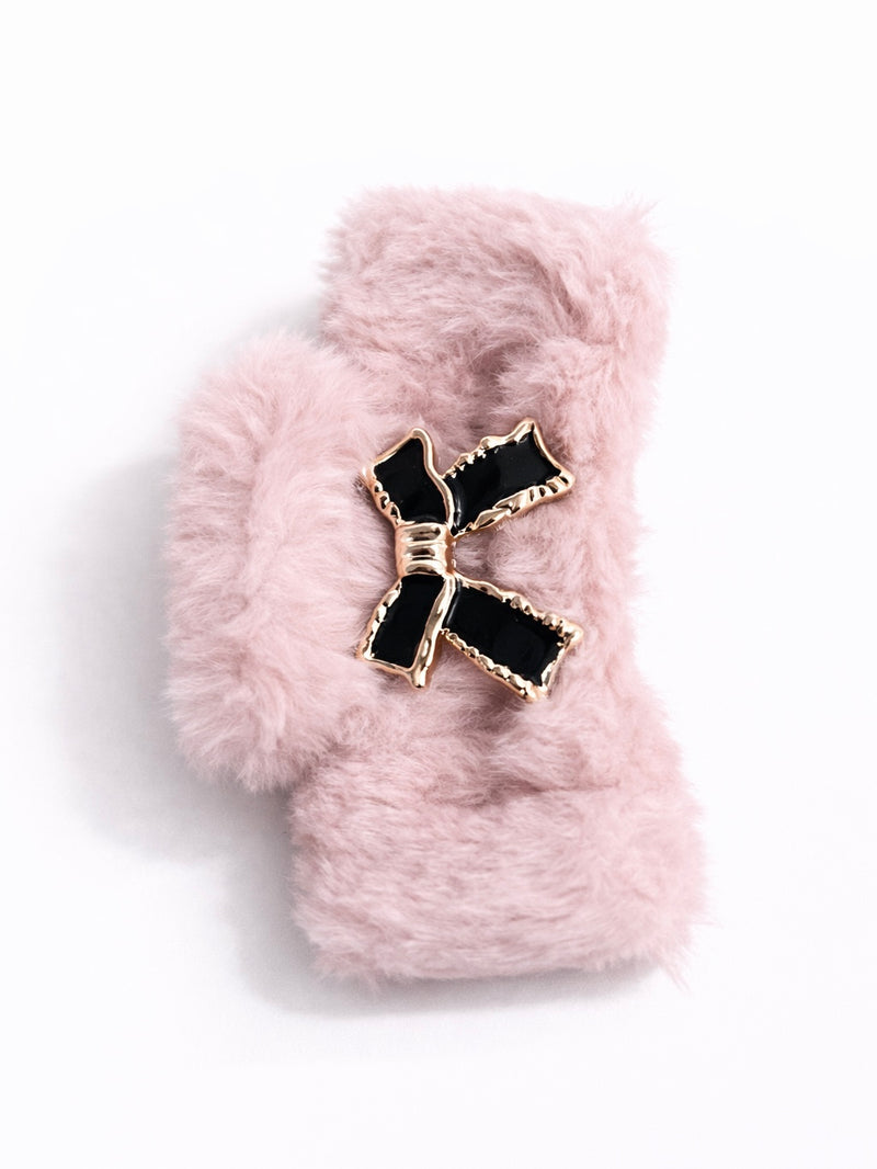 Fuzzy Bow Luxe Claw Clip 3058-6
