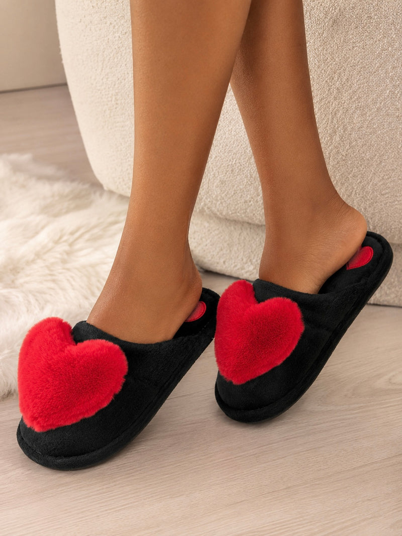 Cozy Heart Plush House Bedroom Slippers A-094