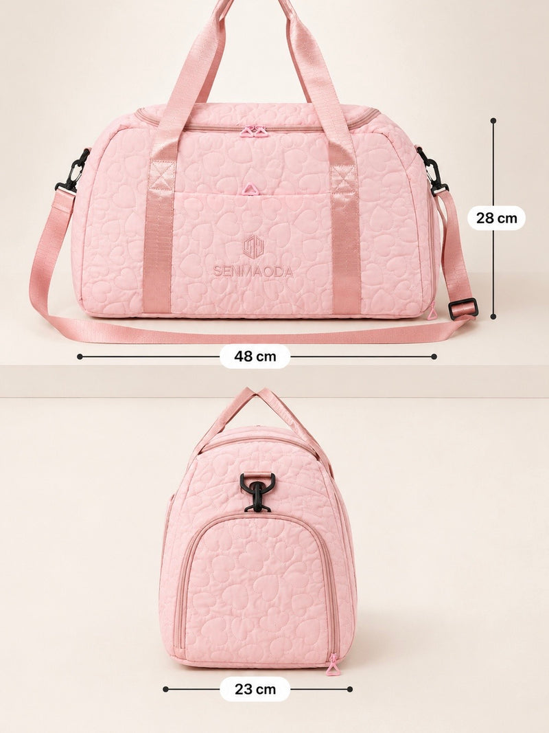 SENMAODA Heart Quilted Weekend Duffel Bag A-057