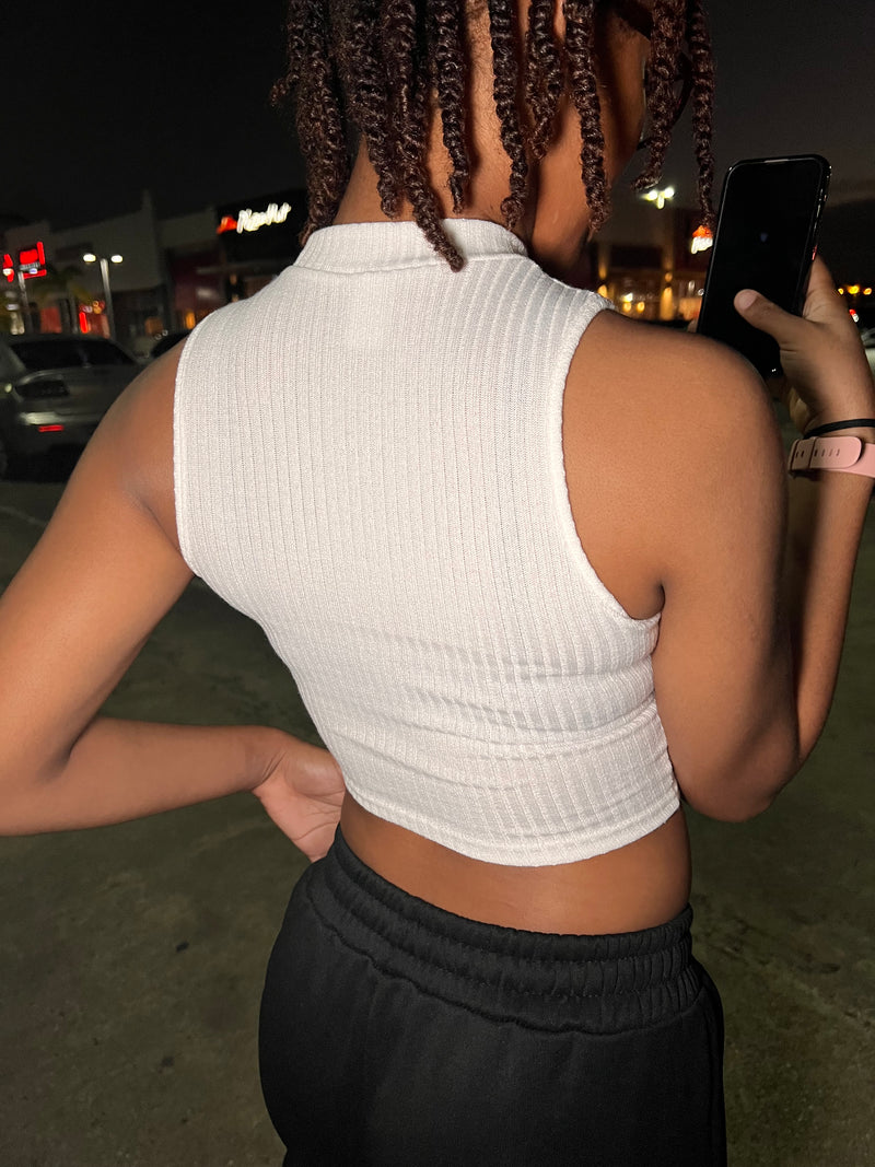 Volaré Fashion Mock Neck Rib Knit Tank Top