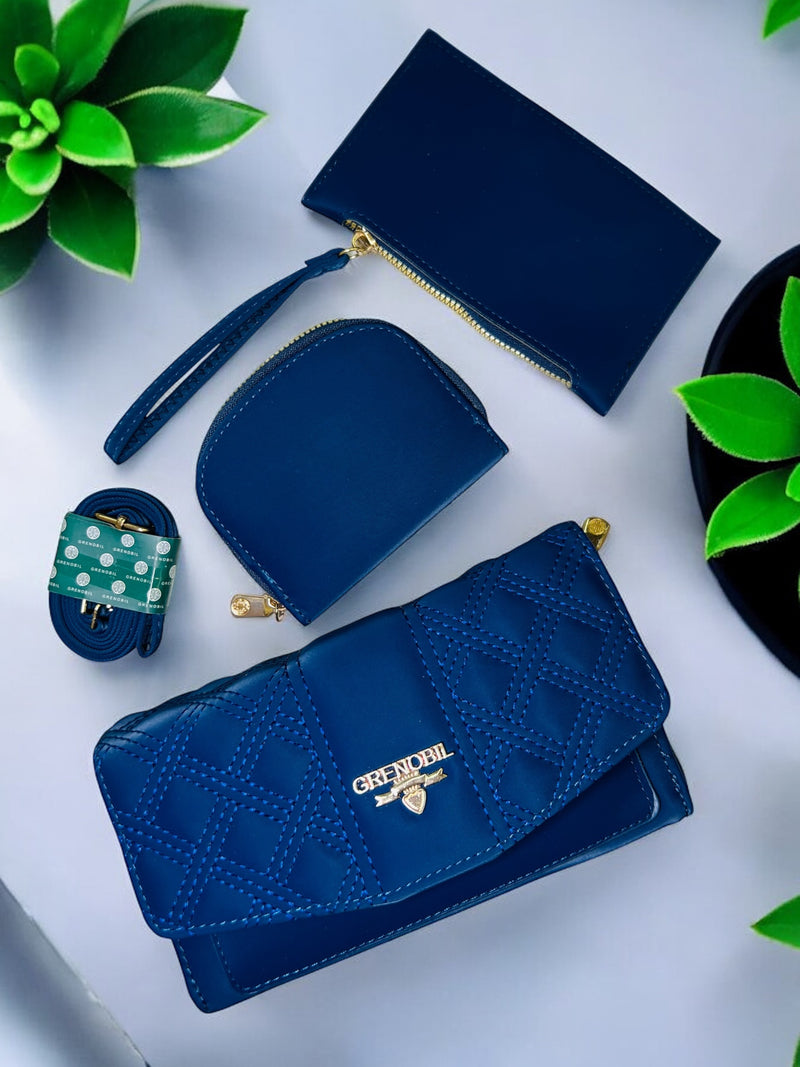 Grenobil Quilted Maroon 3 Pcs Wallet Set D-9226