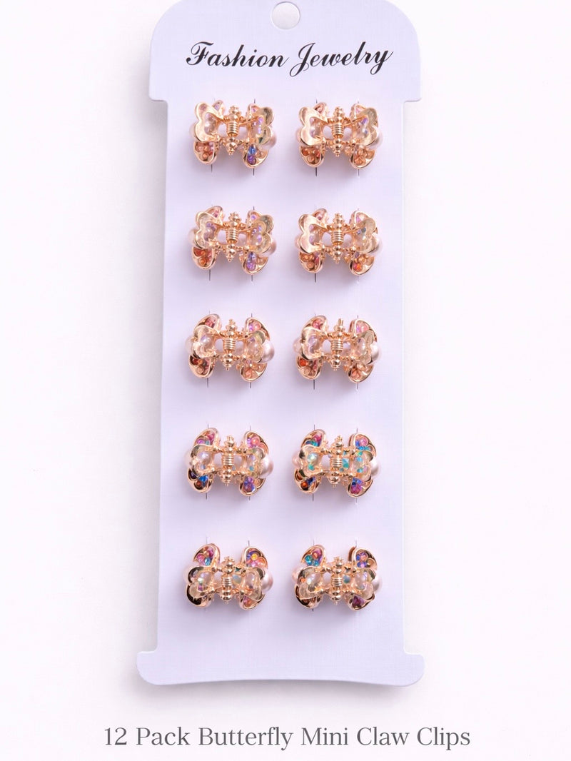 Fashion Jewelry 12-Pack Butterfly Mini Claw Clips JX 252-1