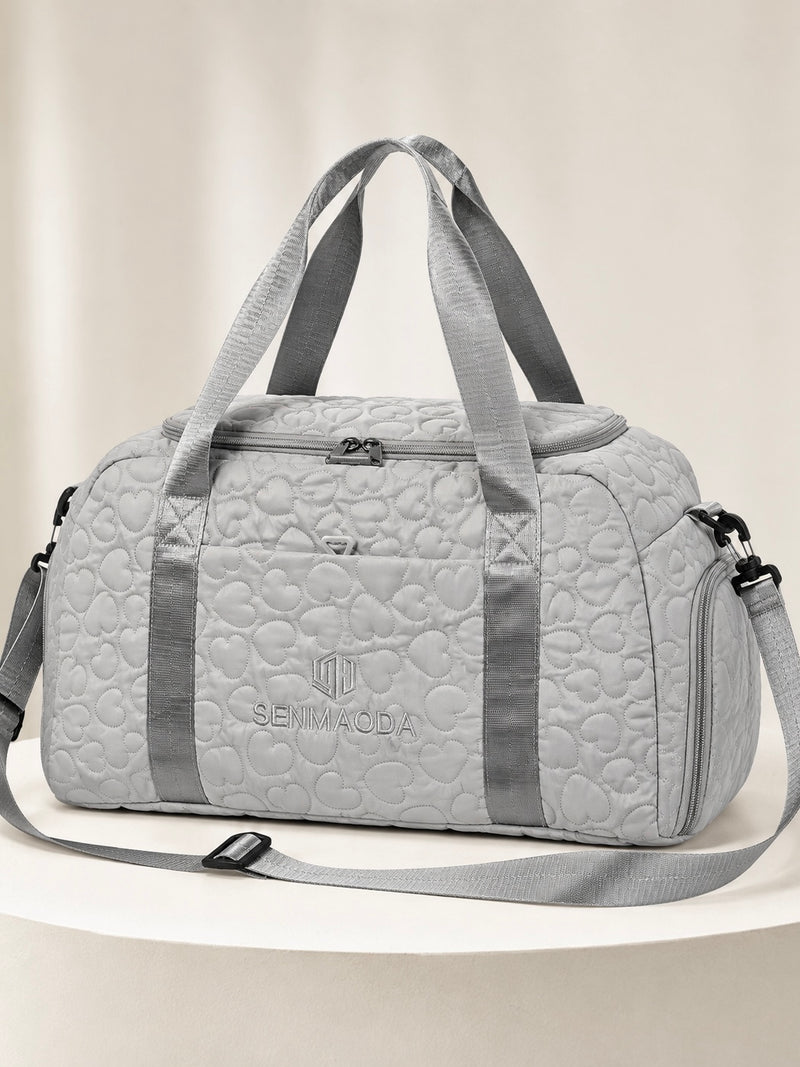 SENMAODA Heart Quilted Weekend Duffel Bag A-057