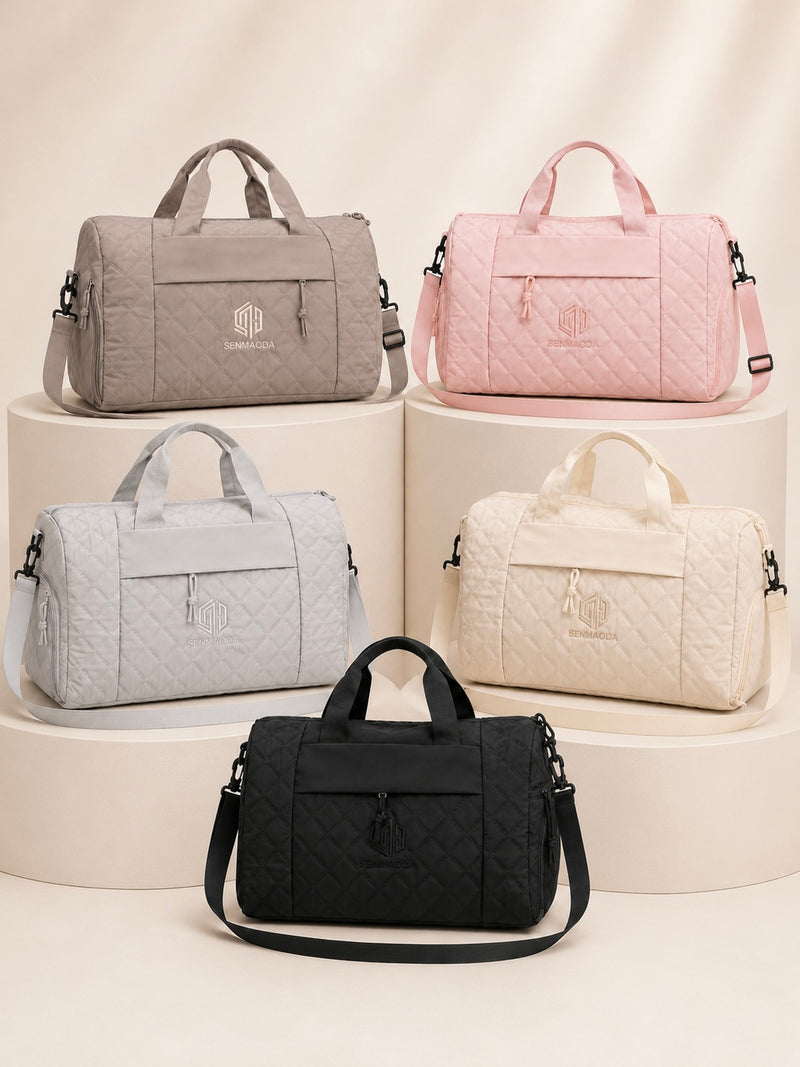 SENMAODA Luxe Quilted Weekend Duffel Bag A-059
