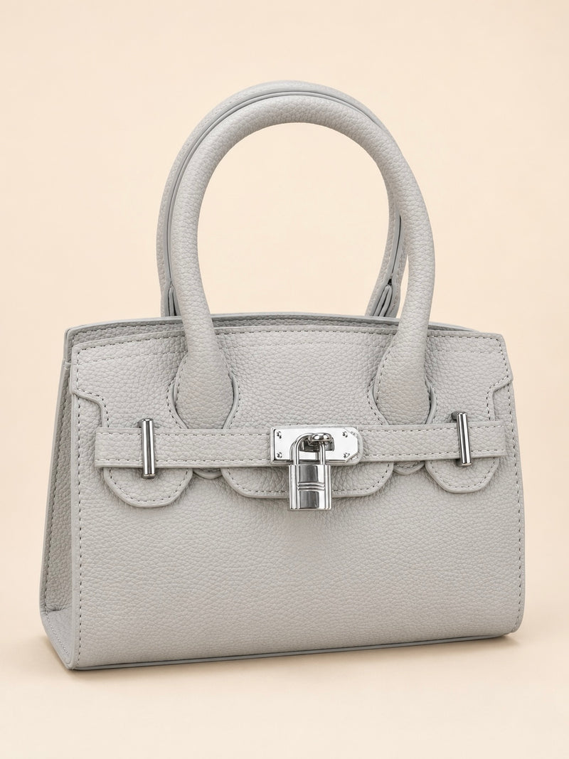 Elegant Lock Detail Structured Mini Handbag A-069