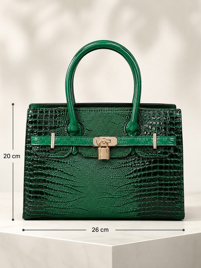 Croc Luxe Lock Satchel Handbag A-072