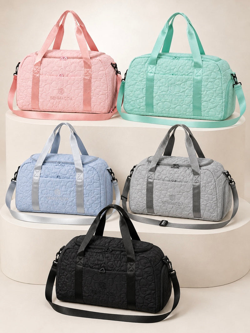 SENMAODA Heart Quilted Weekend Duffel Bag A-057