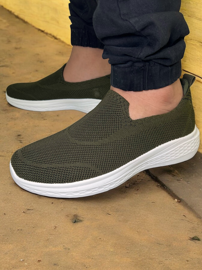SHIDaQIN Urban Comfort Charcoal Knit Slip-On Sneakers M3-3