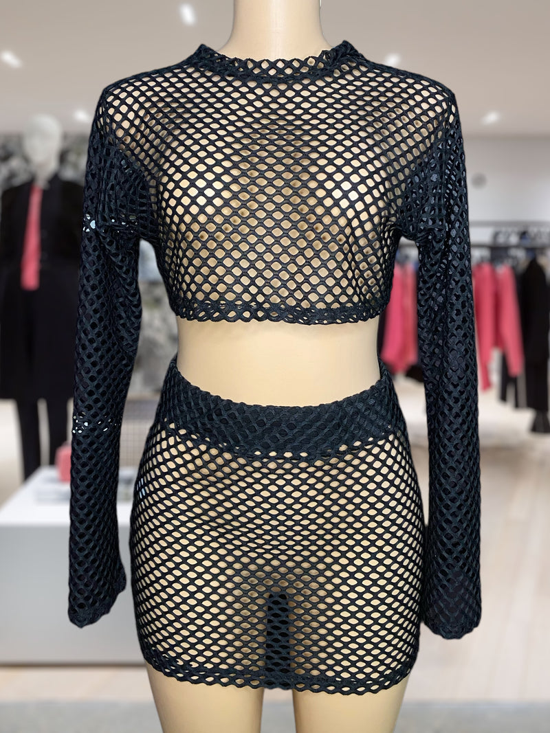 O-Ring Cutout Drawstring Front Crochet Cover Up Without Panty