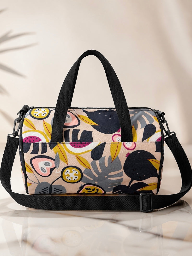Printed Multi-Purpose Barrel Duffel Bag