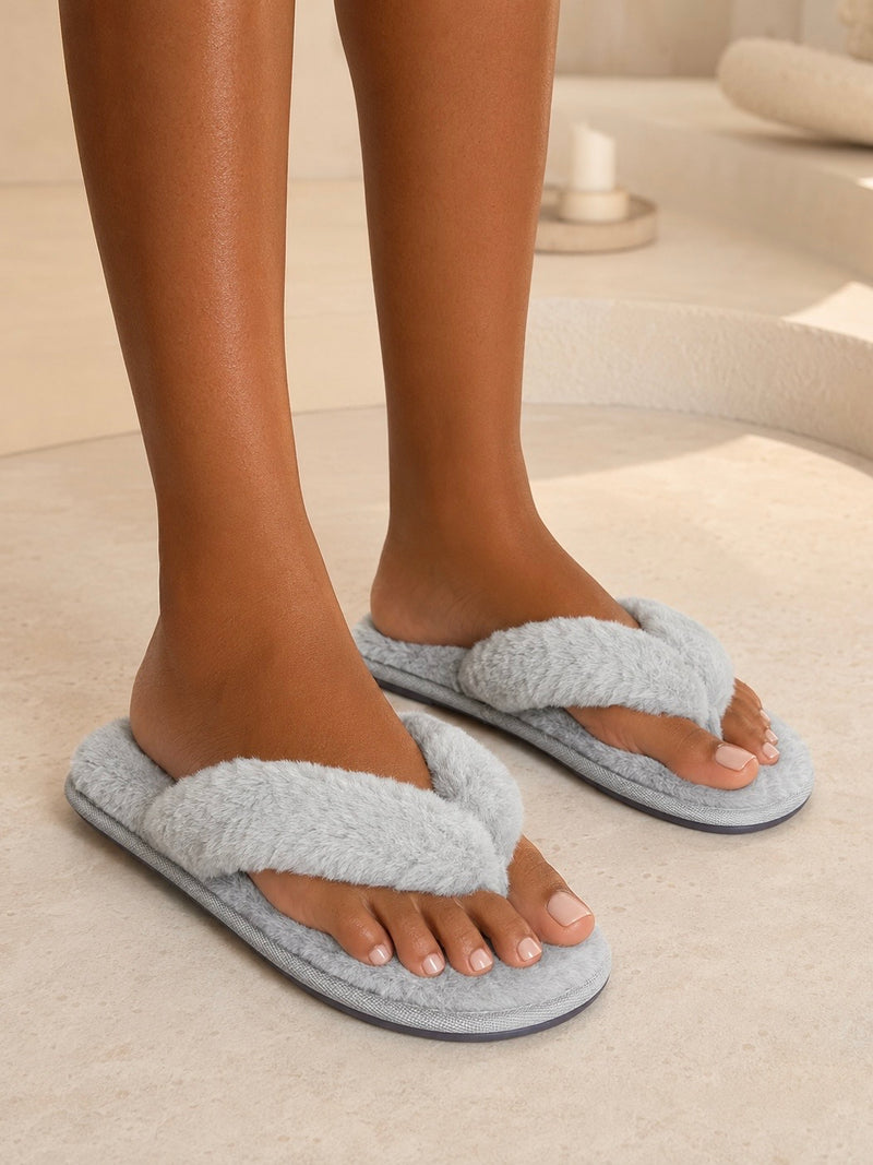 Cloudy Cozy Fluffy Cross-Band Bedroom Slippers A-096