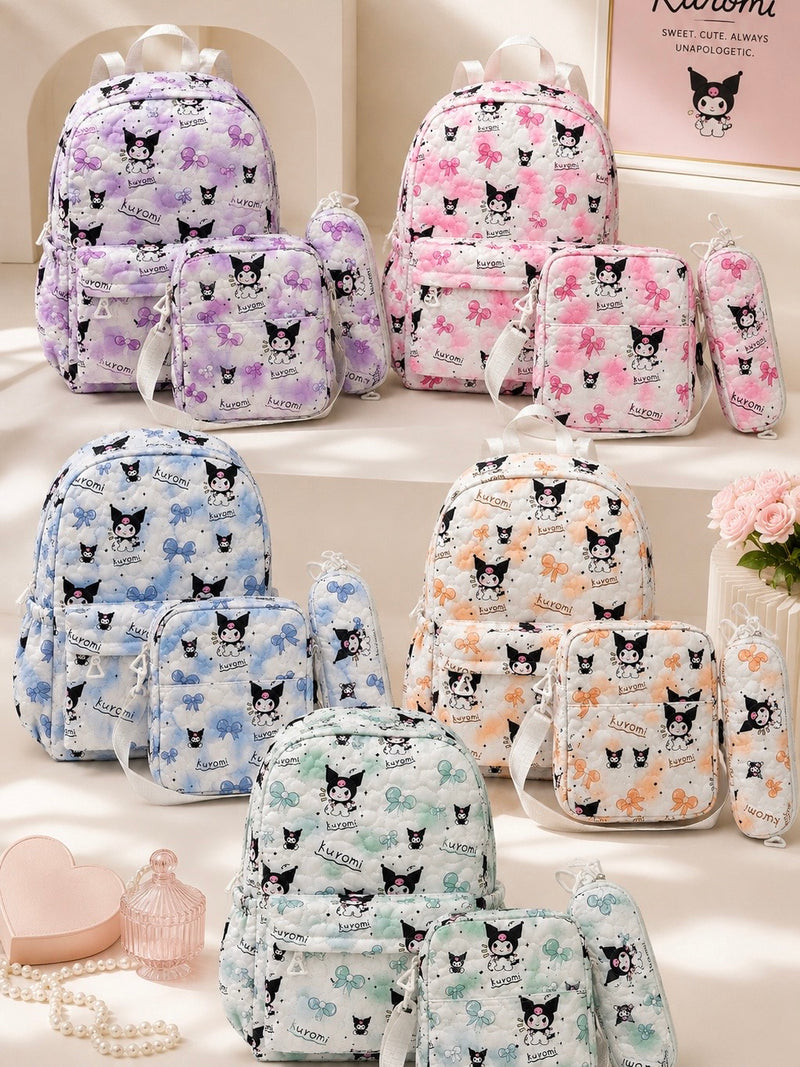 Kuromi Cutie Quilted 3-Piece Kids Backpack Set A-056