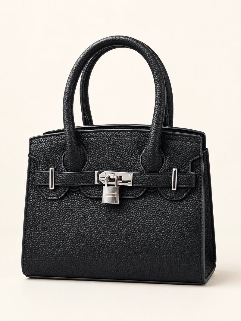 Elegant Lock Detail Structured Mini Handbag A-069