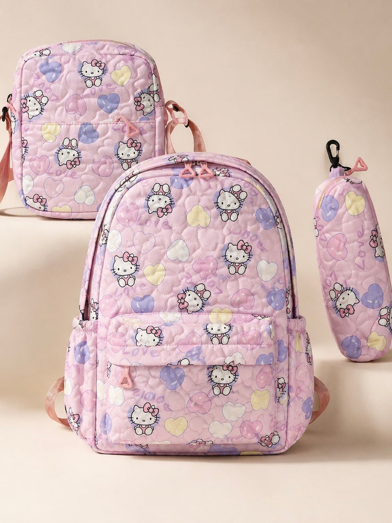Sweetheart Quilted 3-Piece Kids Backpack Set A-055