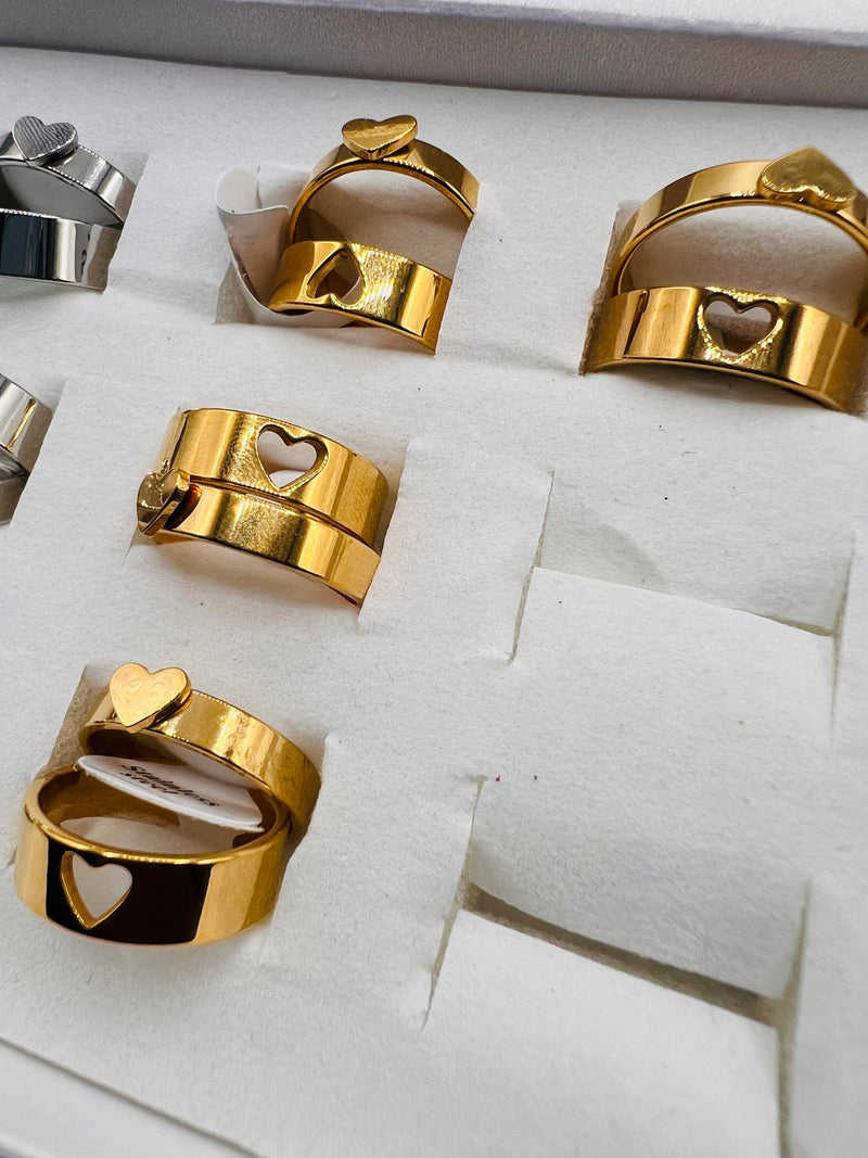Heart Symbol Fashionable Stainless Steel Ring Set
