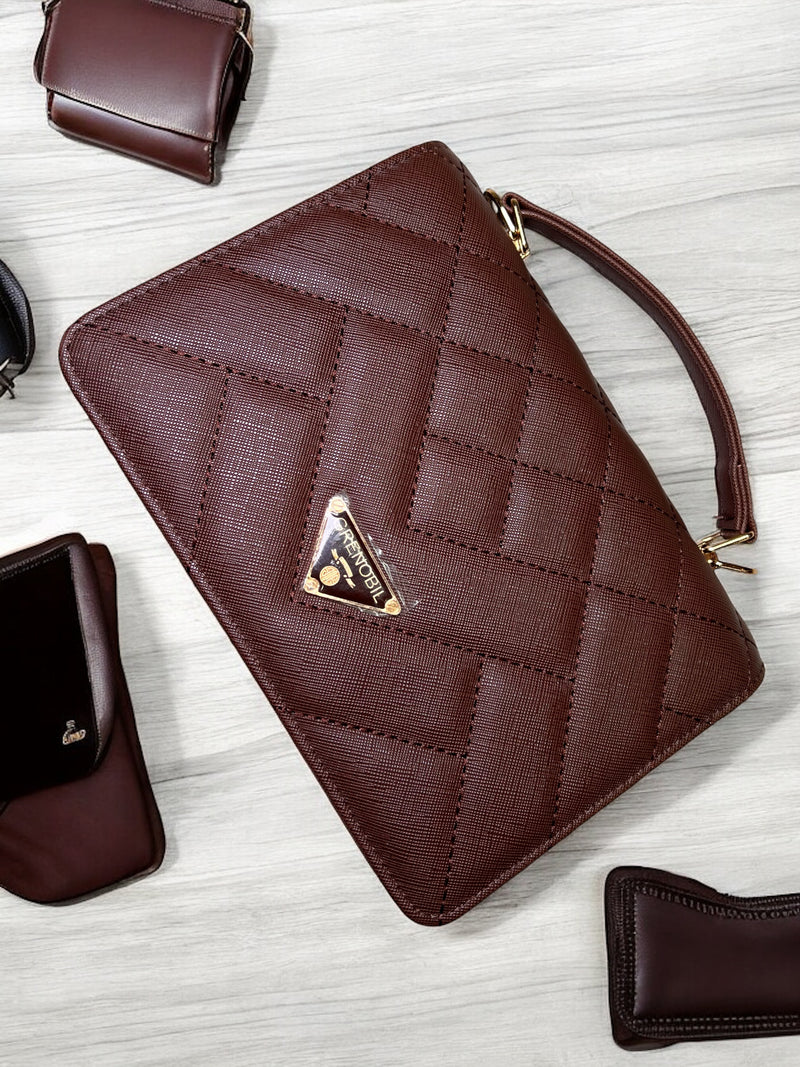 Elegant Quilted 3 Piece Set with Wallet and Card Holder D9300