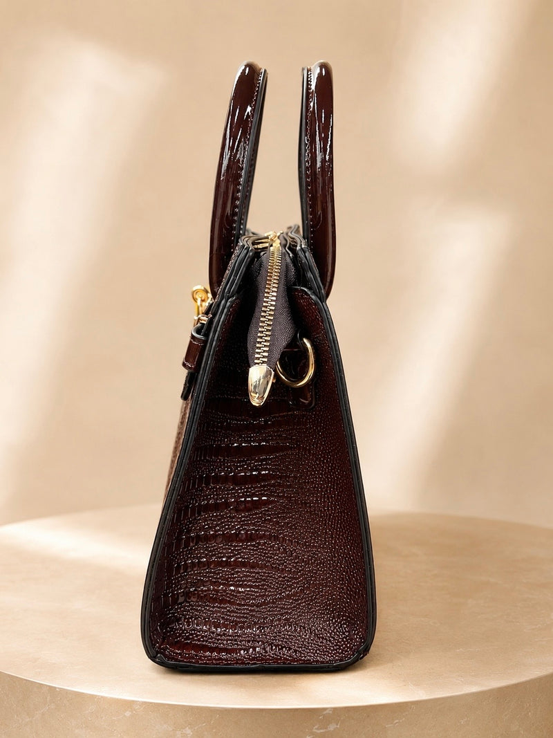 Croc Luxe Lock Satchel Handbag A-072
