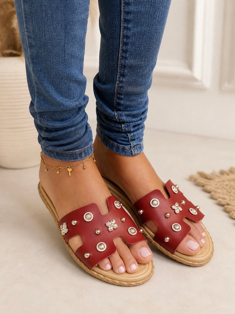 Moleca Luxe Studded Slide Sandals 5452.254
