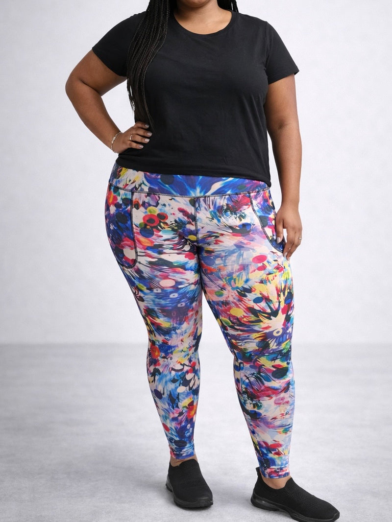 Vibrant Motion High-Waist Active Leggings with Side Pockets