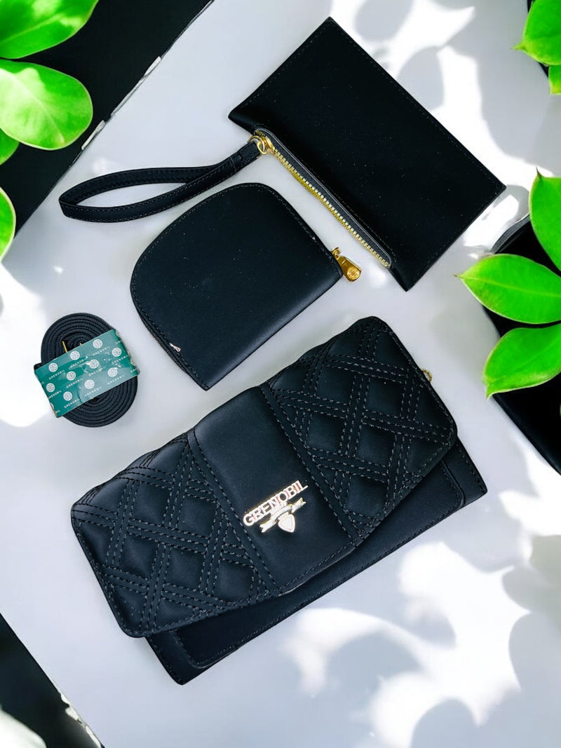 Grenobil Quilted Maroon 3 Pcs Wallet Set D-9226