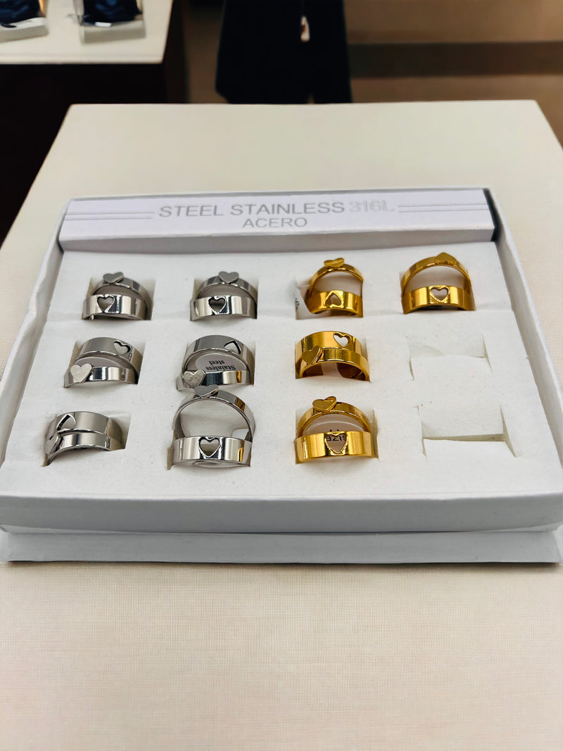 Heart Symbol Fashionable Stainless Steel Ring Set
