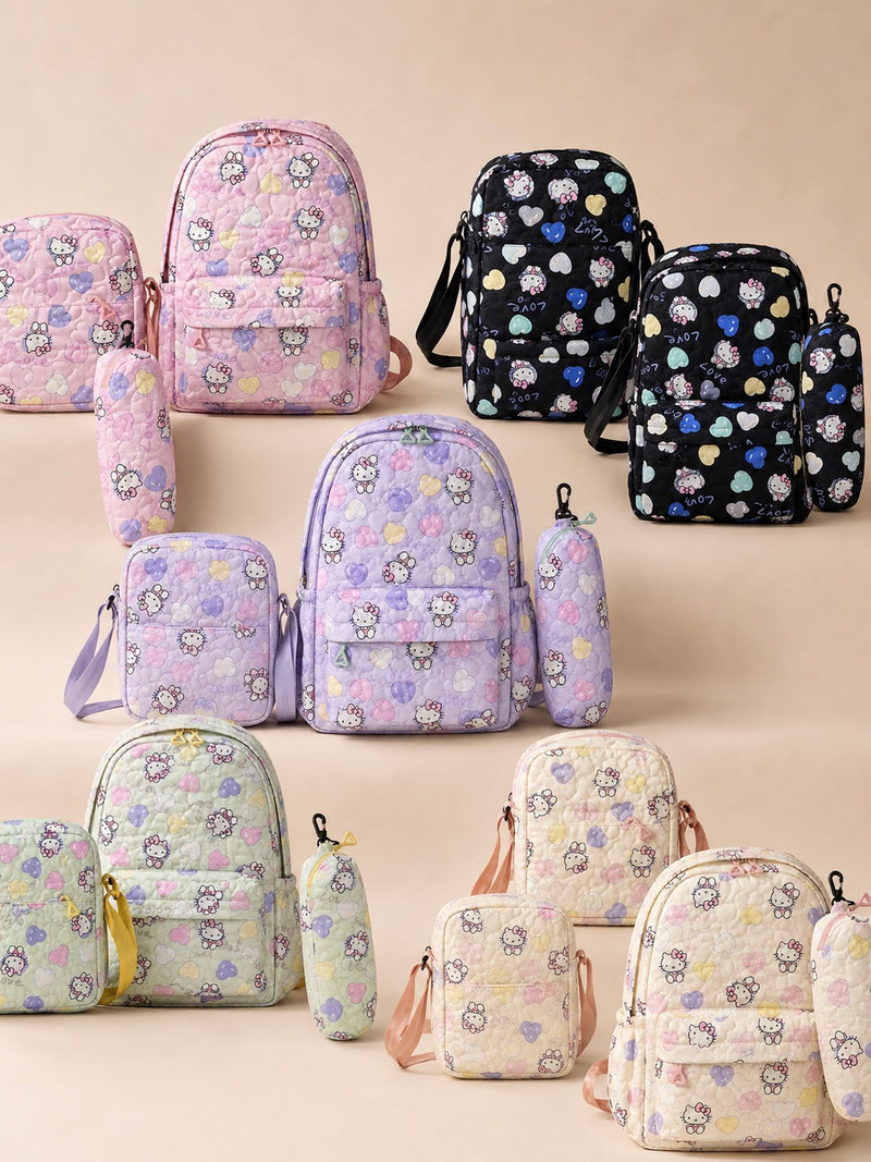 Sweetheart Quilted 3-Piece Kids Backpack Set A-055