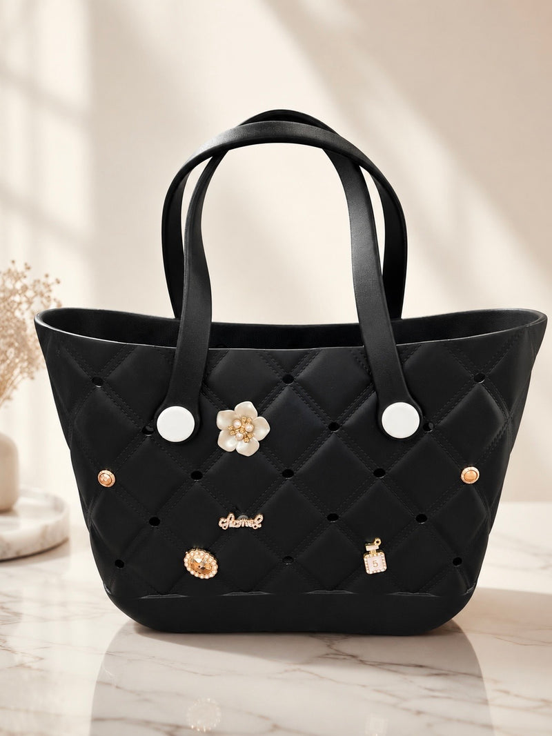 Charmed Quilted Rubber Tote Bag A066