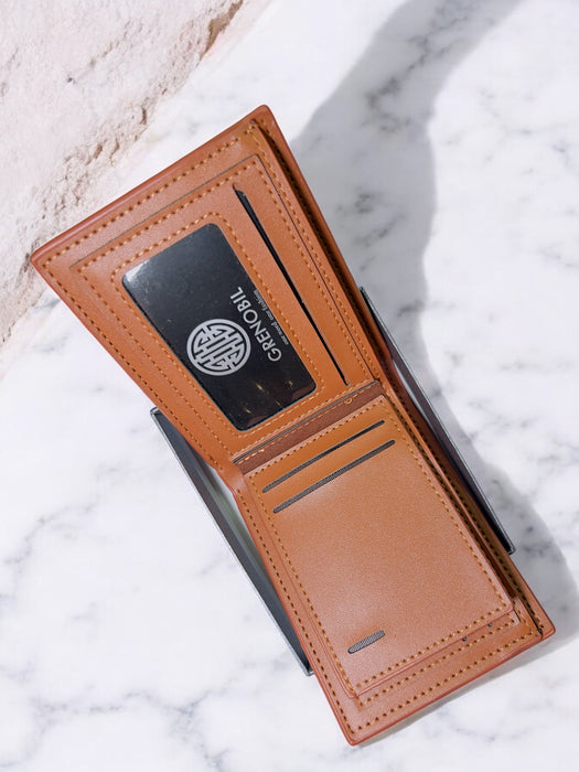 Luxe Dual-Tone Leather Wallet - Brown by Grenobil D676