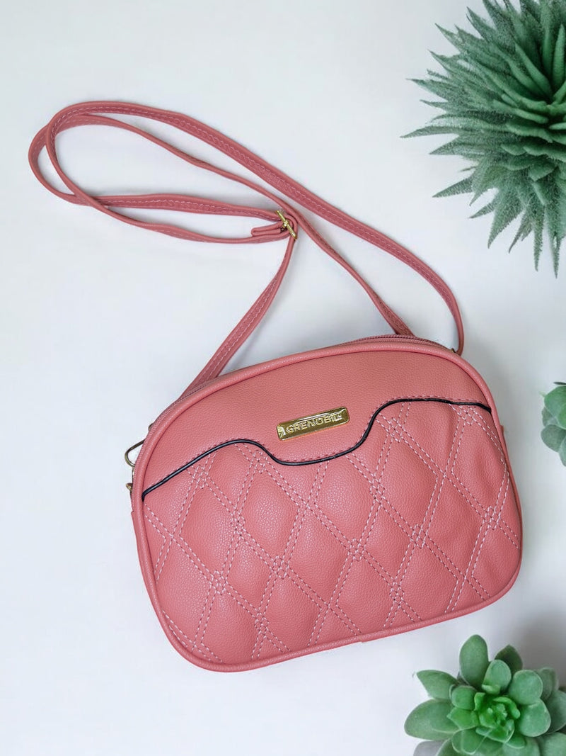 Grenobil Blush Diamond Stitch Crossbody Bag CJ-6534