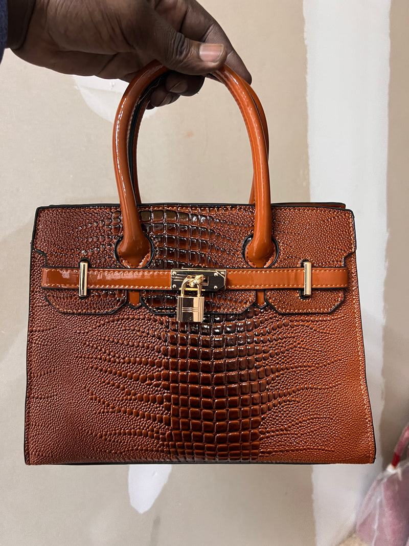 Croc Luxe Lock Satchel Handbag A-072