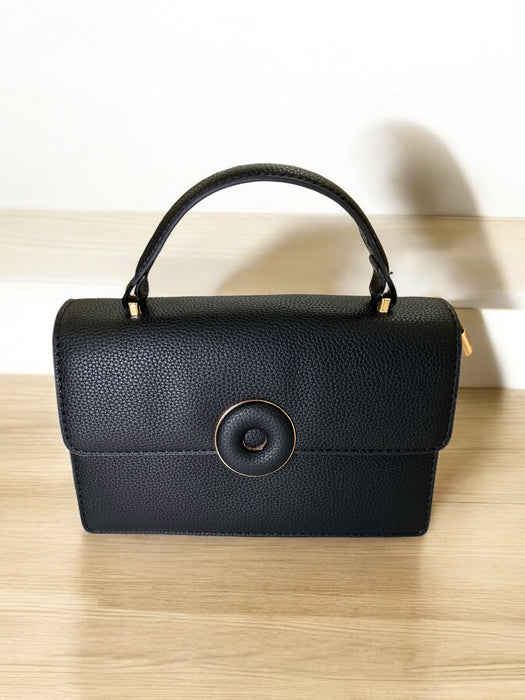 Elegant Black Top Handle Handbag B7713