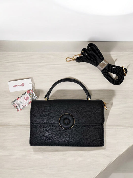 Elegant Black Top Handle Handbag B7713