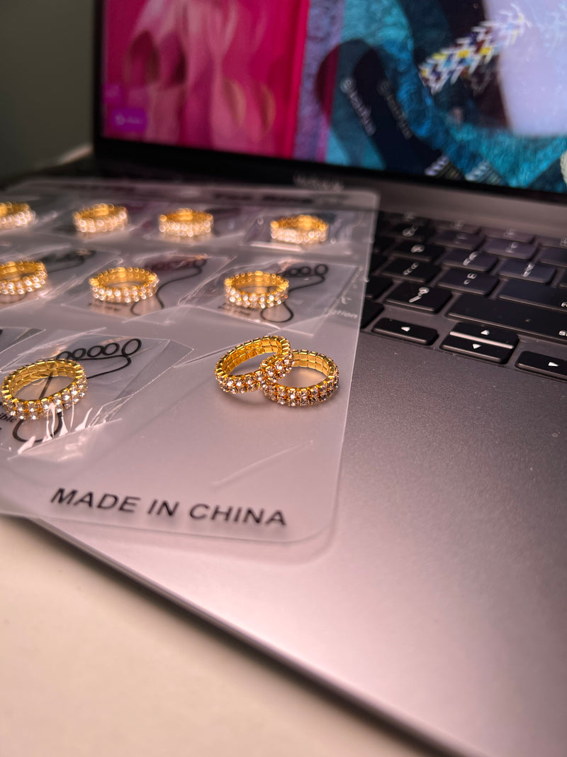 Rhinestone Decor Toe Rings