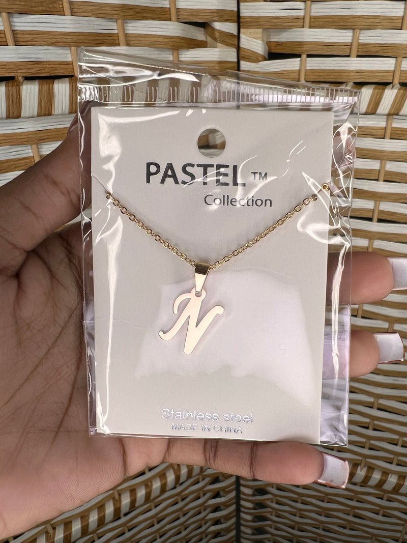 Stainless Steel Alphabets Pendant Necklace