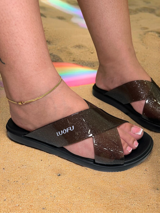 Luofu Glitter Cross-Band Sandals