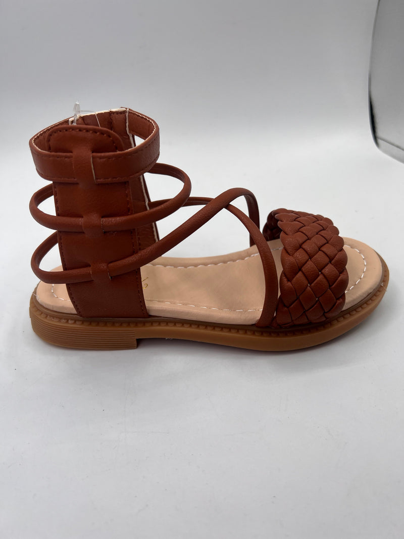 Girls Braided Detail High Strap Sandals (Only Size 22)
