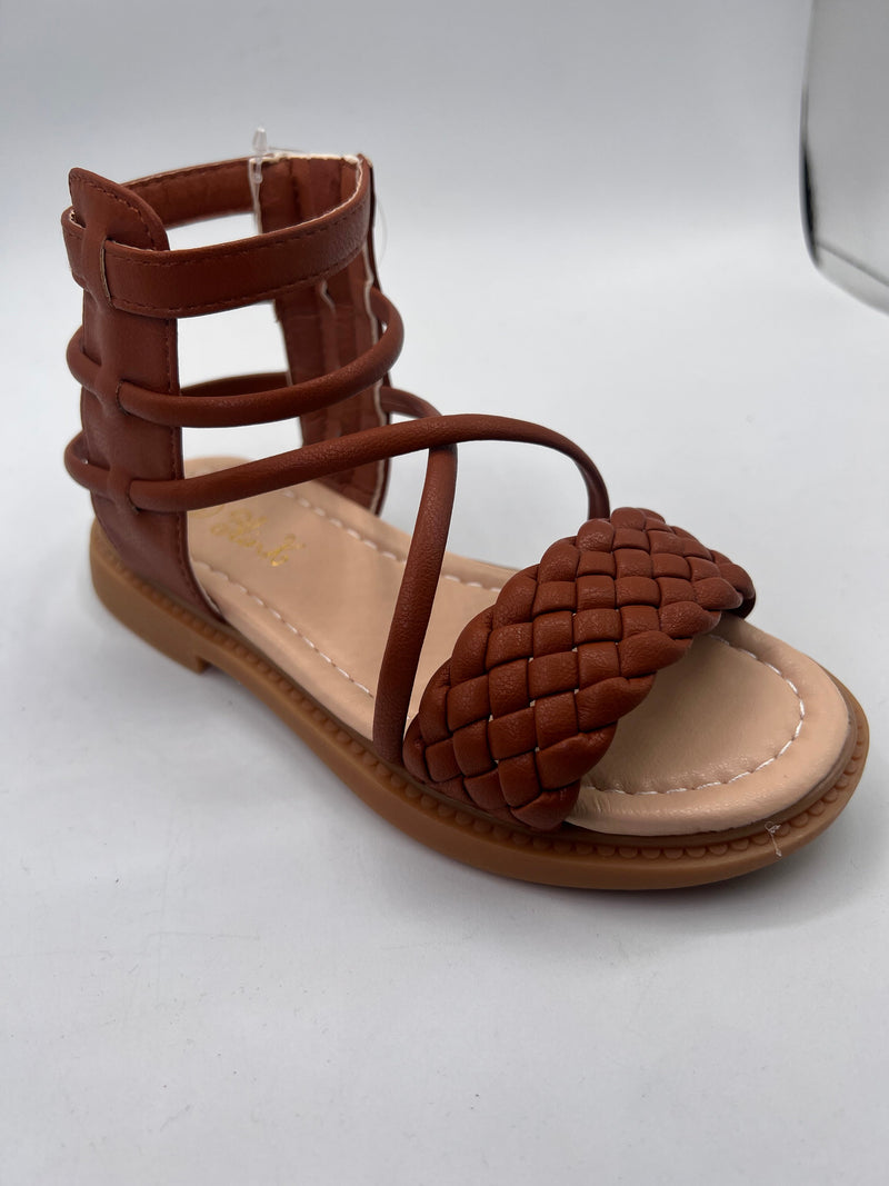 Girls Braided Detail High Strap Sandals (Only Size 22)