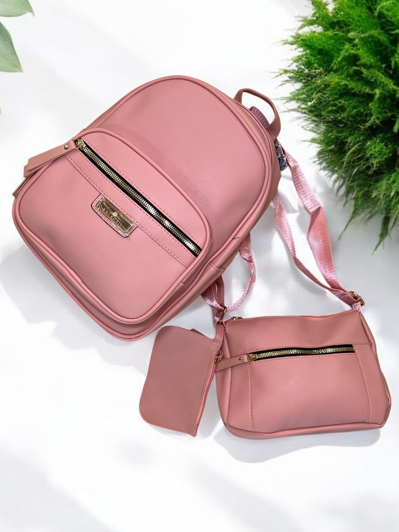 3-Piece Backpack, Shoulder Bag, and Pouch Set A0973