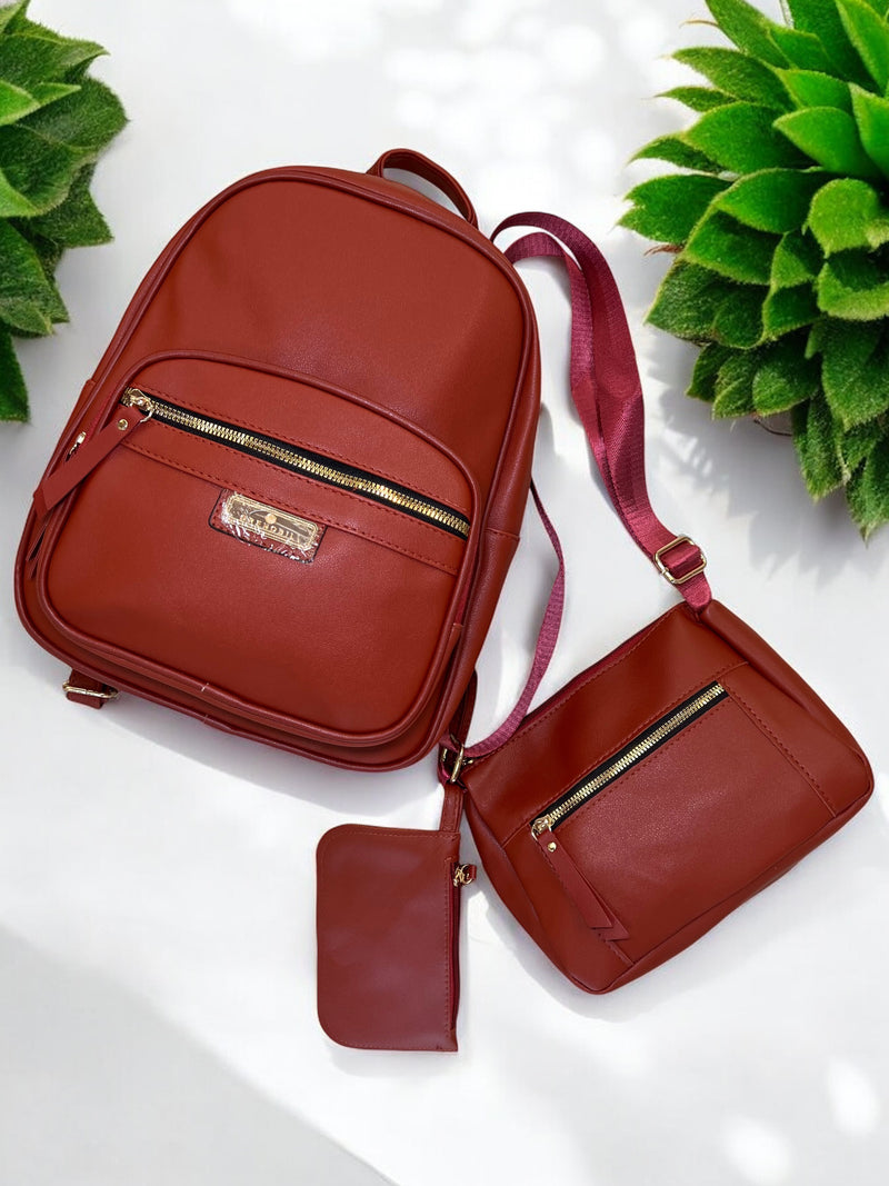 3-Piece Backpack, Shoulder Bag, and Pouch Set A0973