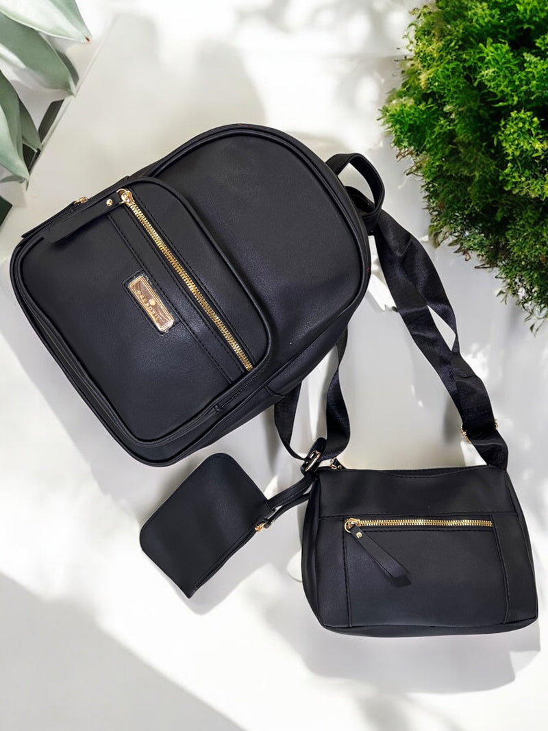 3-Piece Backpack, Shoulder Bag, and Pouch Set A0973