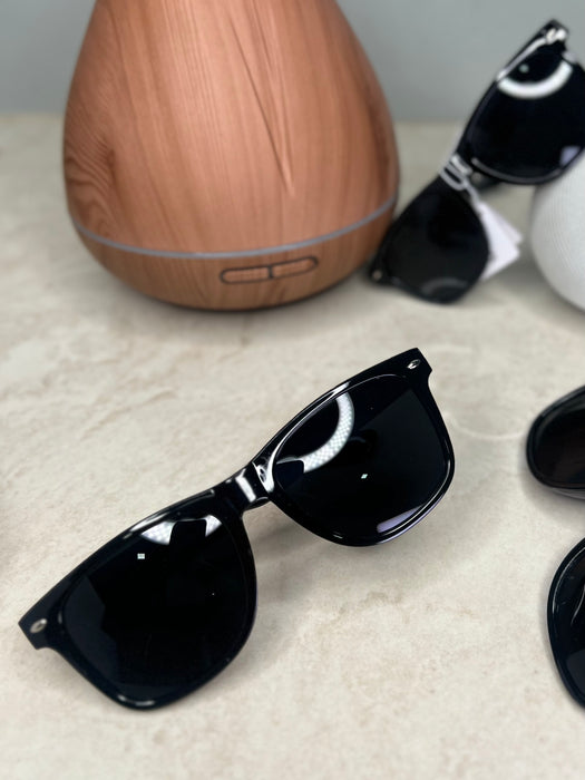 Designer Super Dark Round Sunglasses UV400 Casual Blacked Out 80's Retro Shades