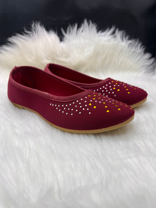 Ladies Rhinestone Decor Slip On Flats, Glamorous Outdoor Flat Shoes