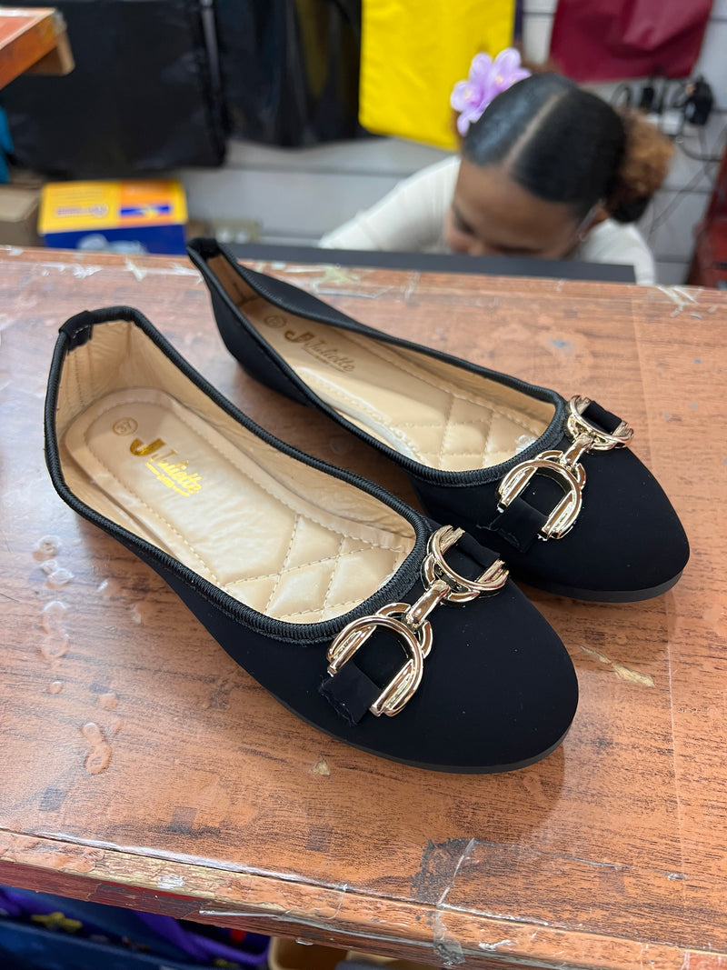 Horsebit Trim Ballet Flats A-036
