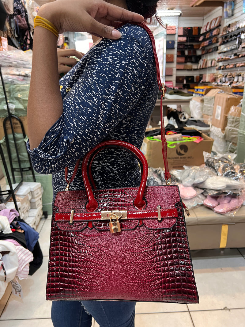 Croc Luxe Lock Satchel Handbag A-072