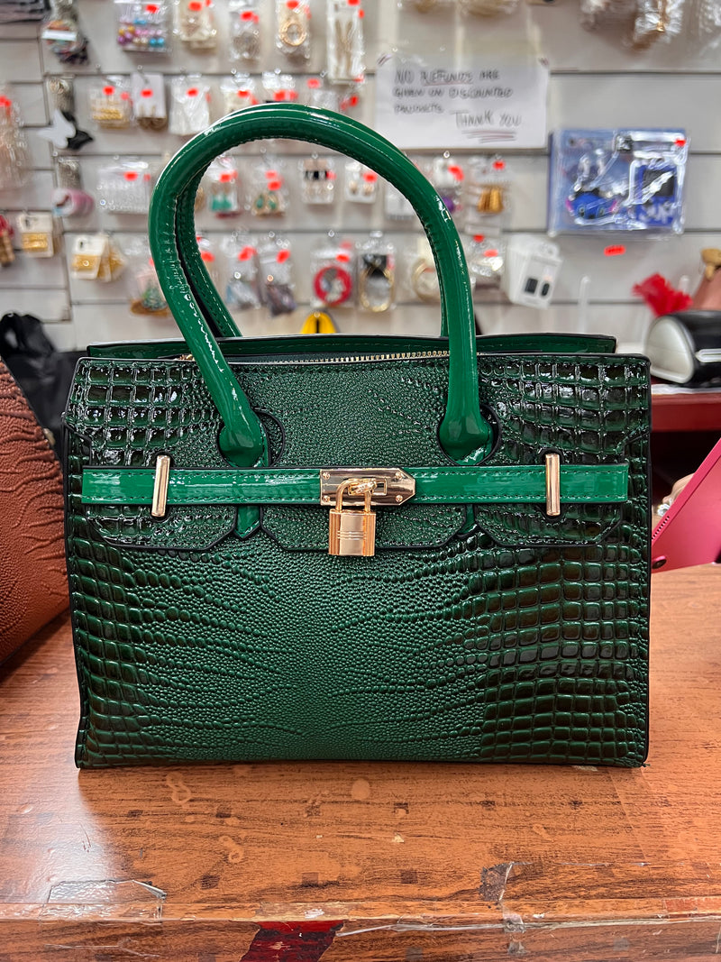 Croc Luxe Lock Satchel Handbag A-072