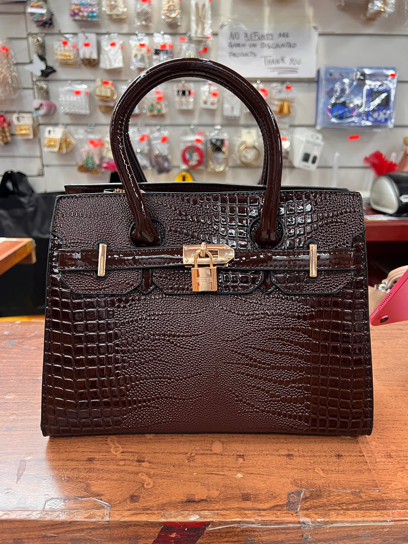 Croc Luxe Lock Satchel Handbag A-072